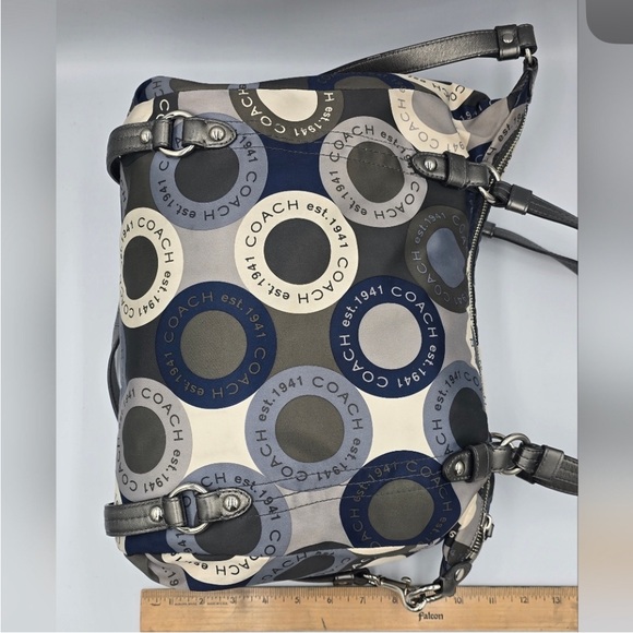 Coach F17582 Alexandra Blue Sateen Snaphead Print 3 Way Shoulder Bag. - Picture 2 of 9